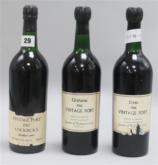 Three bottles of vintage port